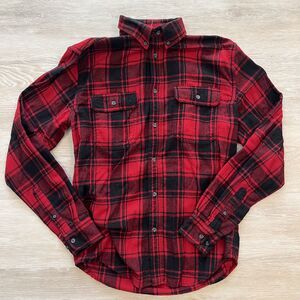 Angry Minnow Vintage Volkswagon Legendary Patch Red & Black Flannel Men's-Size S